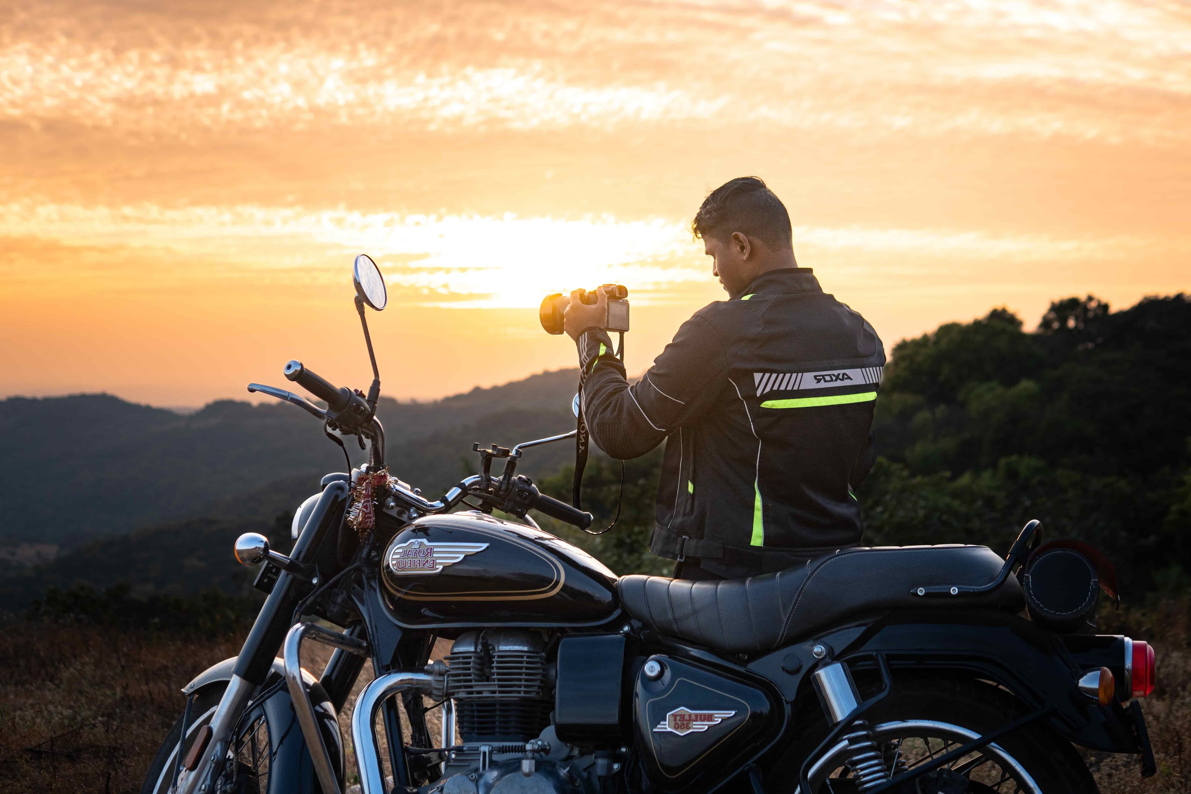 Photographer setting up camera